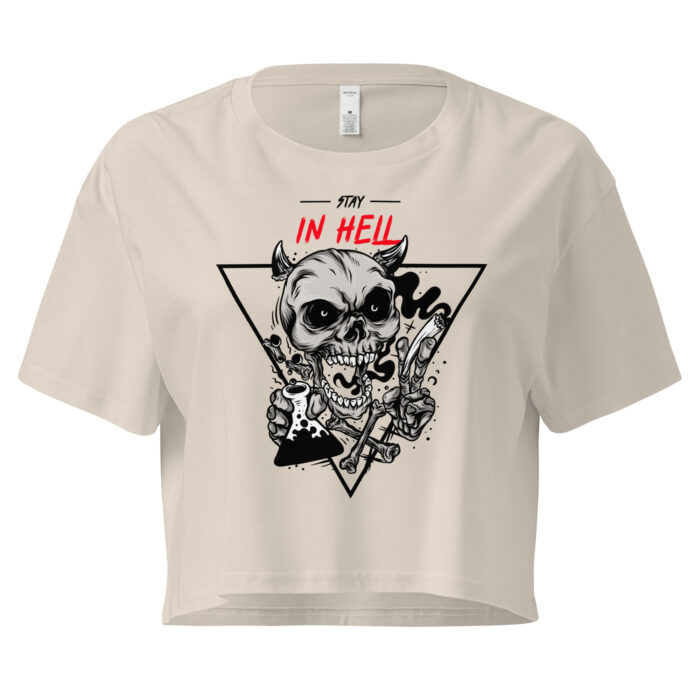 "Stay in Hell" Gothic Skull Crop Top