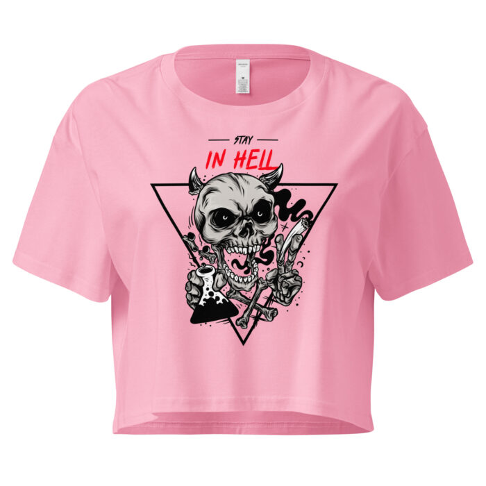 "Stay in Hell" Gothic Skull Crop Top