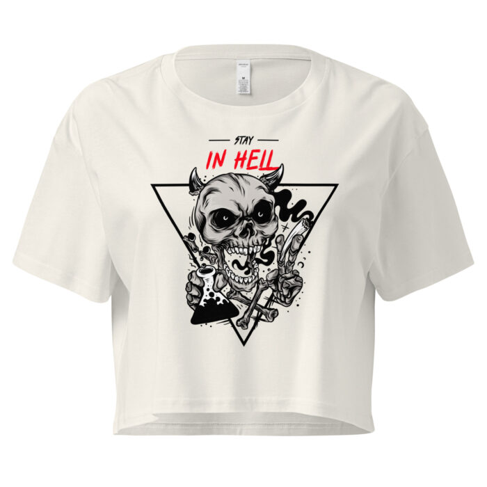 "Stay in Hell" Gothic Skull Crop Top