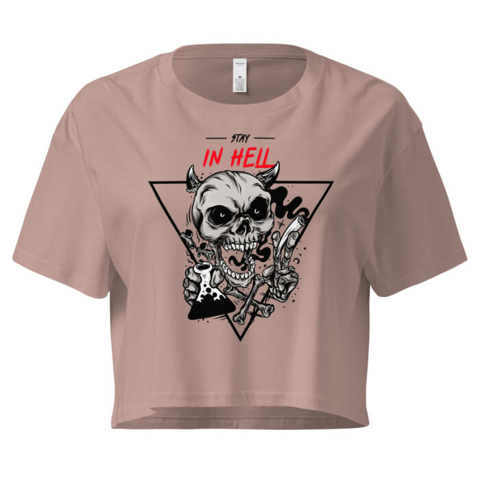 "Stay in Hell" Gothic Skull Crop Top