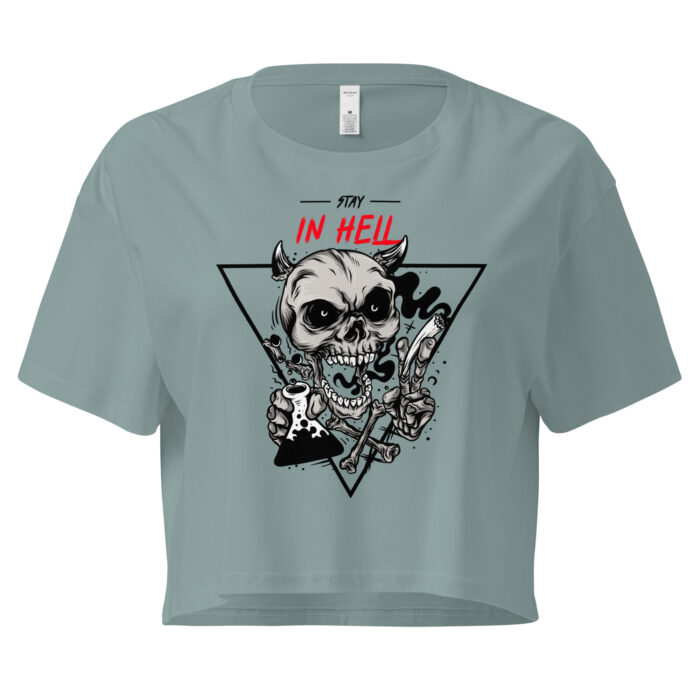 "Stay in Hell" Gothic Skull Crop Top