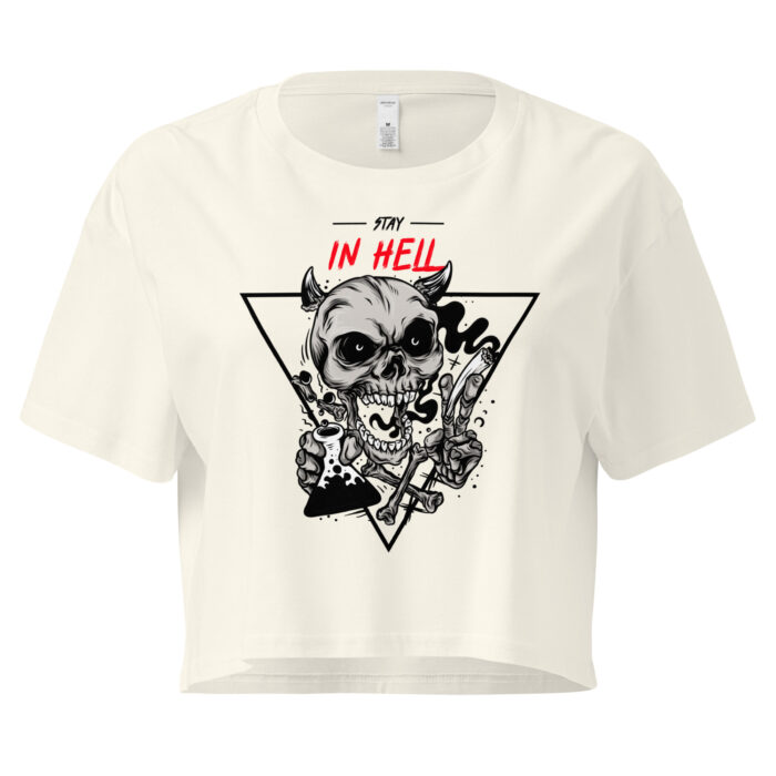 "Stay in Hell" Gothic Skull Crop Top