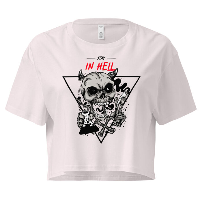 "Stay in Hell" Gothic Skull Crop Top