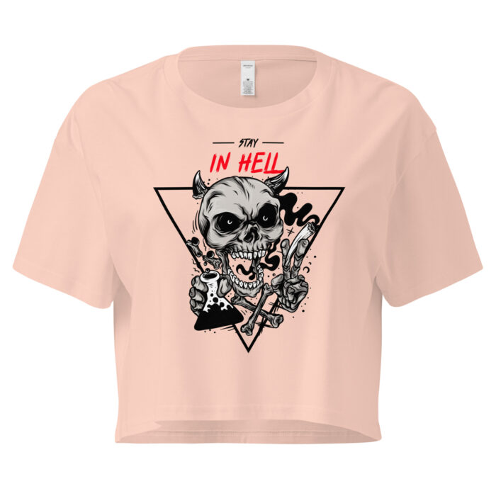 "Stay in Hell" Gothic Skull Crop Top