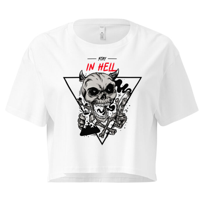 "Stay in Hell" Gothic Skull Crop Top